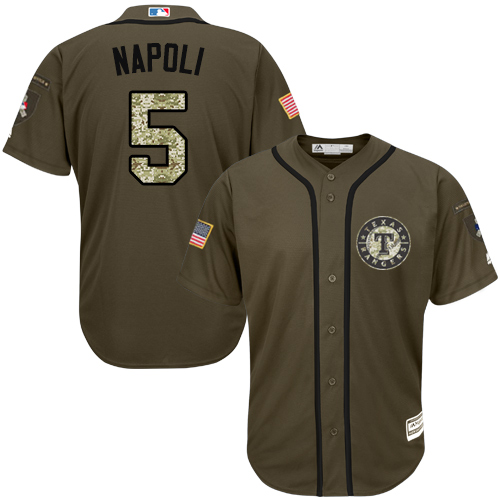 Rangers #5 Mike Napoli Green Salute to Service Stitched Youth MLB Jersey